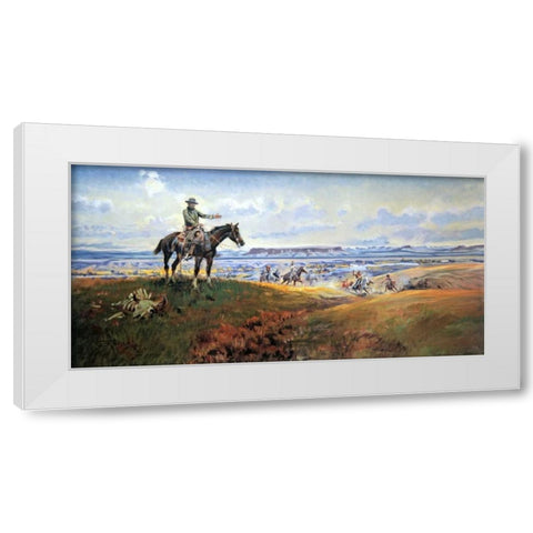 C. M. Russell And His Friends White Modern Wood Framed Art Print by Russell, Charles M.