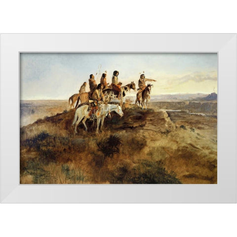 Signal Smoke White Modern Wood Framed Art Print by Russell, Charles M.