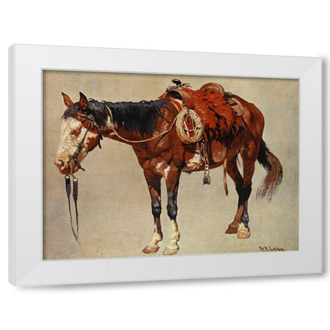 Navajo Pony White Modern Wood Framed Art Print by Leigh, William R.