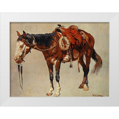 Navajo Pony White Modern Wood Framed Art Print by Leigh, William R.