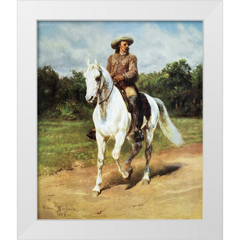 Col. William F. Cody (Buffalo Bill) White Modern Wood Framed Art Print by Bonheur, Rosa