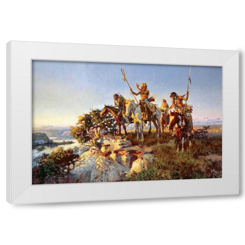 The Fire Boat White Modern Wood Framed Art Print by Russell, Charles M.