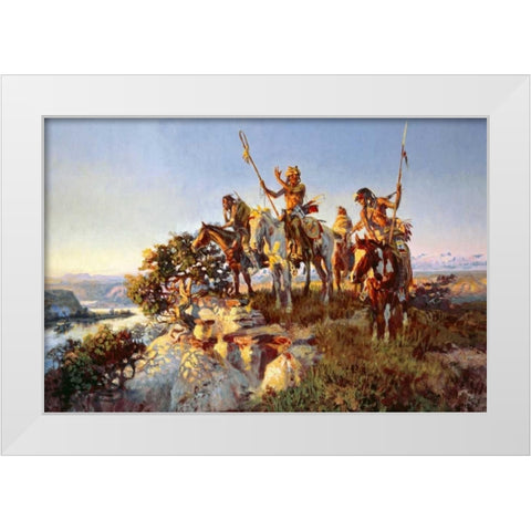 The Fire Boat White Modern Wood Framed Art Print by Russell, Charles M.