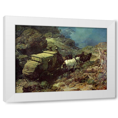 Across The Big Divide White Modern Wood Framed Art Print by Johnson, David