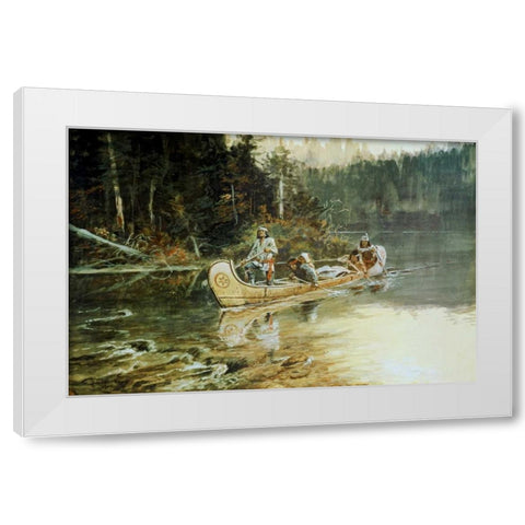 On The Flathead White Modern Wood Framed Art Print by Russell, Charles M.