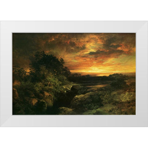 Arizona Sunset Near The Grand Canyon White Modern Wood Framed Art Print by Moran, Thomas
