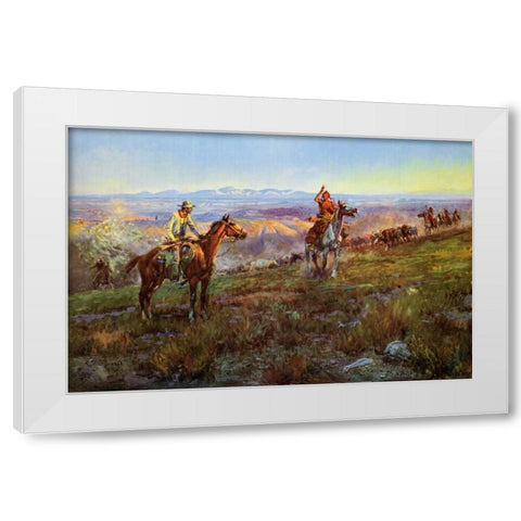 Toll Collectors White Modern Wood Framed Art Print by Russell, Charles M.