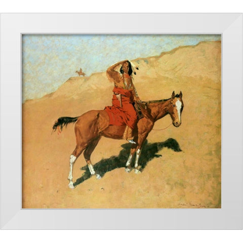 The Scout White Modern Wood Framed Art Print by Remington, Frederic
