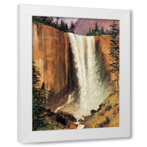 Yosemite Falls White Modern Wood Framed Art Print by Bierstadt, Albert