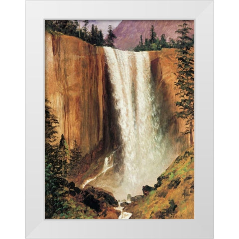 Yosemite Falls White Modern Wood Framed Art Print by Bierstadt, Albert