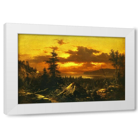 Sunset Glow White Modern Wood Framed Art Print by Bierstadt, Albert