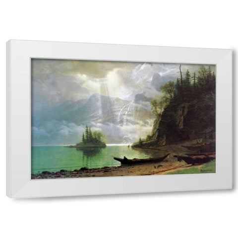 The Island White Modern Wood Framed Art Print by Bierstadt, Albert