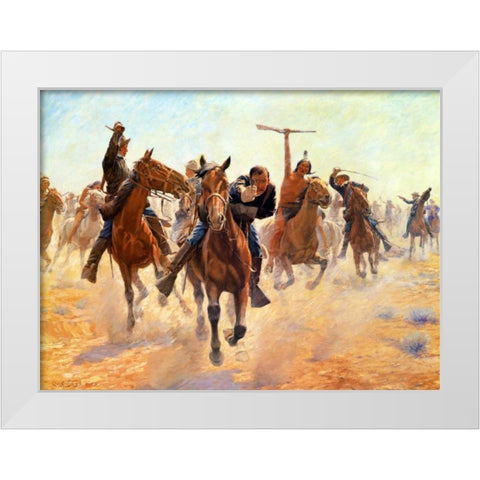Breaking Through The Lines White Modern Wood Framed Art Print by Schreyvogel, Charles