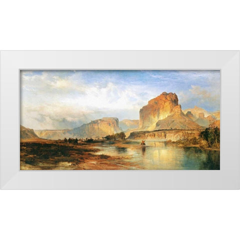 Cliffs of the Green River White Modern Wood Framed Art Print by Moran, Thomas