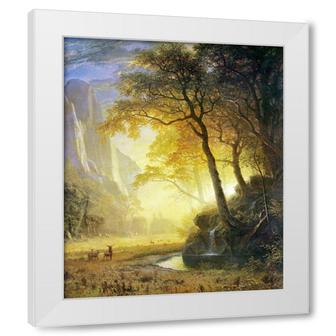 Hetch Hetchy Canyon White Modern Wood Framed Art Print by Bierstadt, Albert