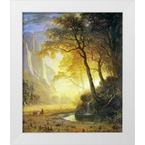 Hetch Hetchy Canyon White Modern Wood Framed Art Print by Bierstadt, Albert