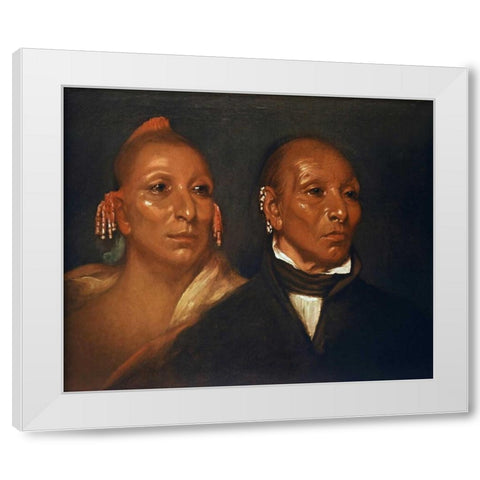 Blackhawk and his son Whirling Thunder White Modern Wood Framed Art Print by Jarvis, J.W.