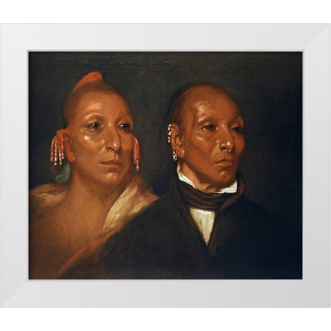 Blackhawk and his son Whirling Thunder White Modern Wood Framed Art Print by Jarvis, J.W.
