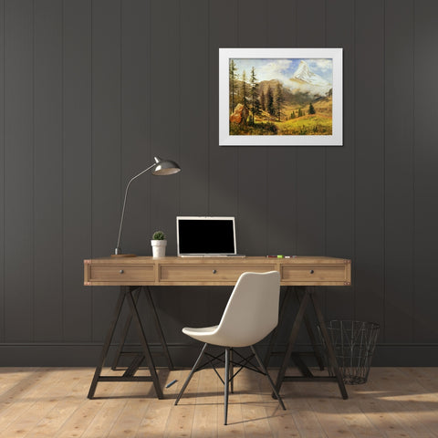 The Matterhorn White Modern Wood Framed Art Print by Bierstadt, Albert