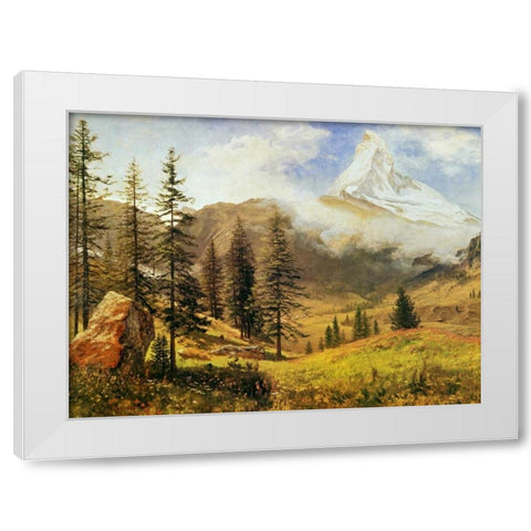 The Matterhorn White Modern Wood Framed Art Print by Bierstadt, Albert
