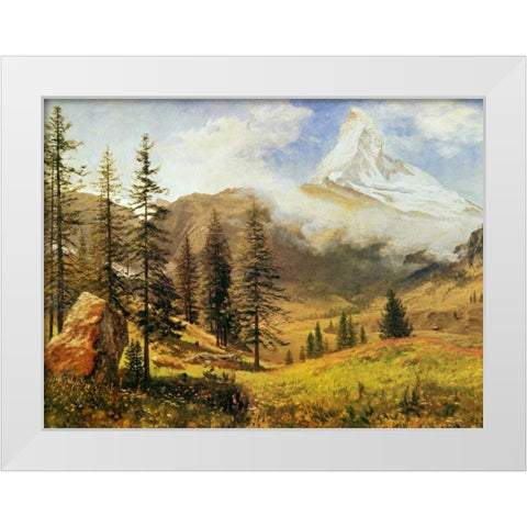 The Matterhorn White Modern Wood Framed Art Print by Bierstadt, Albert