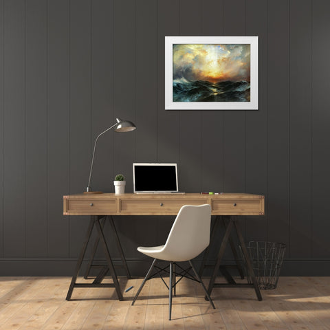 Seascape White Modern Wood Framed Art Print by Moran, Thomas