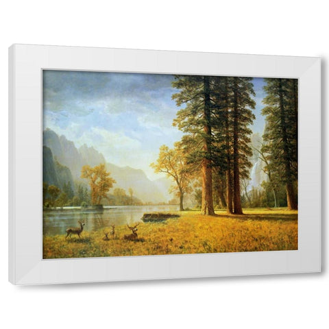 Hetch Hetchy Valley, California White Modern Wood Framed Art Print by Bierstadt, Albert