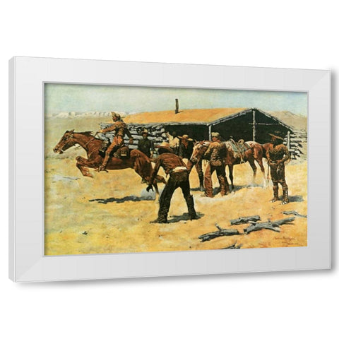 Coming and Going of the Pony Express White Modern Wood Framed Art Print by Remington, Frederic