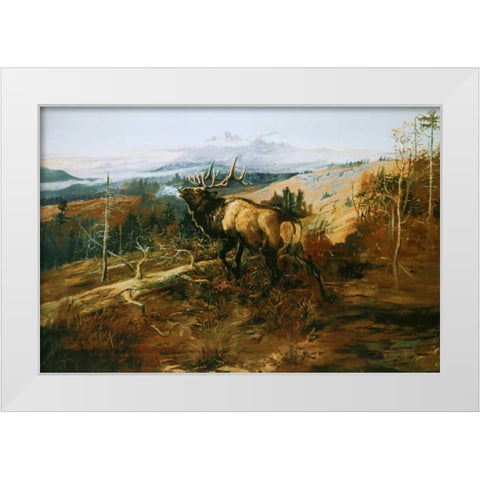 The Elk White Modern Wood Framed Art Print by Russell, Charles M.