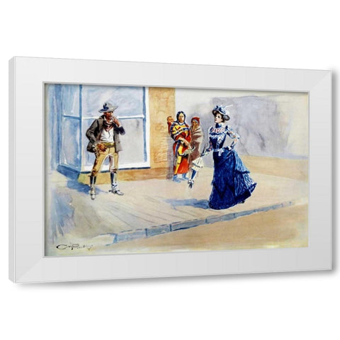 When East Meets West White Modern Wood Framed Art Print by Russell, Charles M.