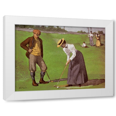 Twosome White Modern Wood Framed Art Print by Frost, Arthur Burdett