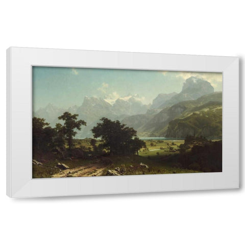Lake Lucerne White Modern Wood Framed Art Print by Bierstadt, Albert