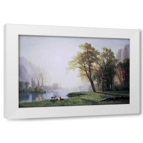 King River Canyon, California White Modern Wood Framed Art Print by Bierstadt, Albert