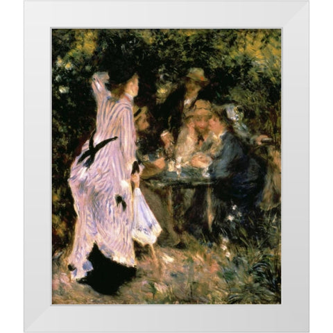 Au Jardin Du Moulin White Modern Wood Framed Art Print by Renoir, Pierre-Auguste