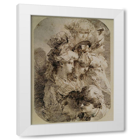 Studies of Heads II White Modern Wood Framed Art Print by Gandolfi, Mauro