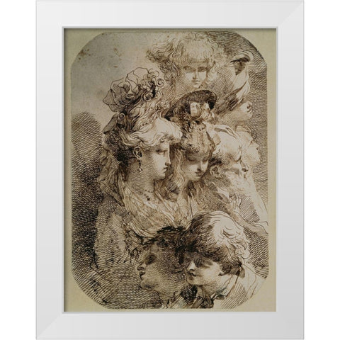Studies of Heads II White Modern Wood Framed Art Print by Gandolfi, Mauro
