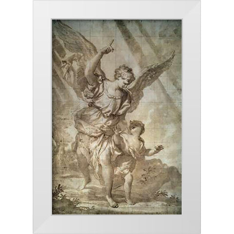 Guardian Angel White Modern Wood Framed Art Print by Piola, Domenico