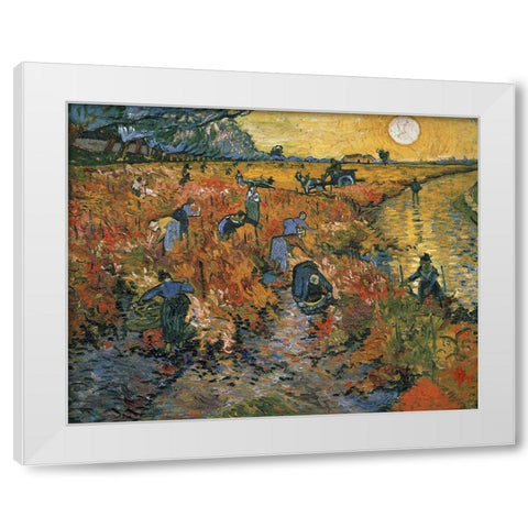The Red Vineyard at Arles, 1888 White Modern Wood Framed Art Print by Van Gogh, Vincent