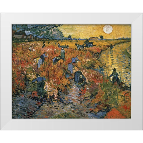 The Red Vineyard at Arles, 1888 White Modern Wood Framed Art Print by Van Gogh, Vincent