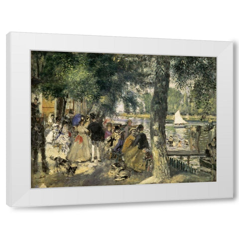 Bathing on the Seine White Modern Wood Framed Art Print by Renoir, Pierre-Auguste