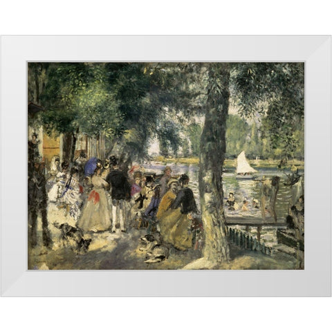 Bathing on the Seine White Modern Wood Framed Art Print by Renoir, Pierre-Auguste