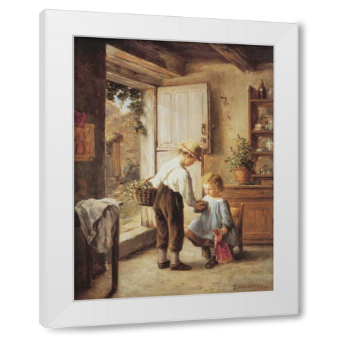 A Present For My Sister White Modern Wood Framed Art Print by Sauvage, Philippe