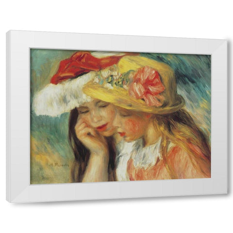 Les Deux Soeurs White Modern Wood Framed Art Print by Renoir, Pierre-Auguste