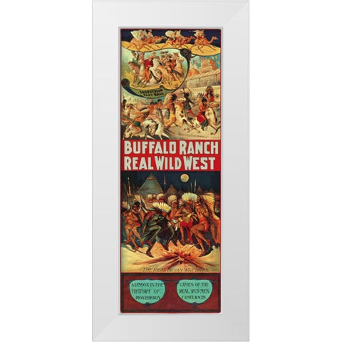 Real Indian War Dance White Modern Wood Framed Art Print by Anonymous