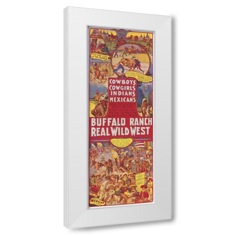 Cowboys, Cowgirls, Indians White Modern Wood Framed Art Print by Anonymous