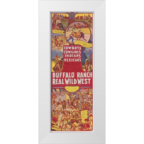 Cowboys, Cowgirls, Indians White Modern Wood Framed Art Print by Anonymous