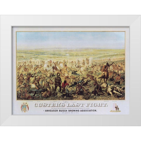 Custers Last Fight White Modern Wood Framed Art Print by Anonymous