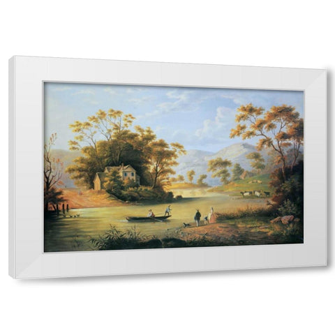 Boating On The Hudson White Modern Wood Framed Art Print by Audubon, John Woodhouse