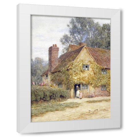 A Cottage at Denham, Buckinghamshire White Modern Wood Framed Art Print by Allingham, Helen