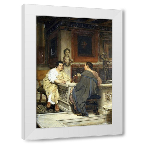 The Discourse; a Chat White Modern Wood Framed Art Print by Alma-Tadema, Sir Lawrence